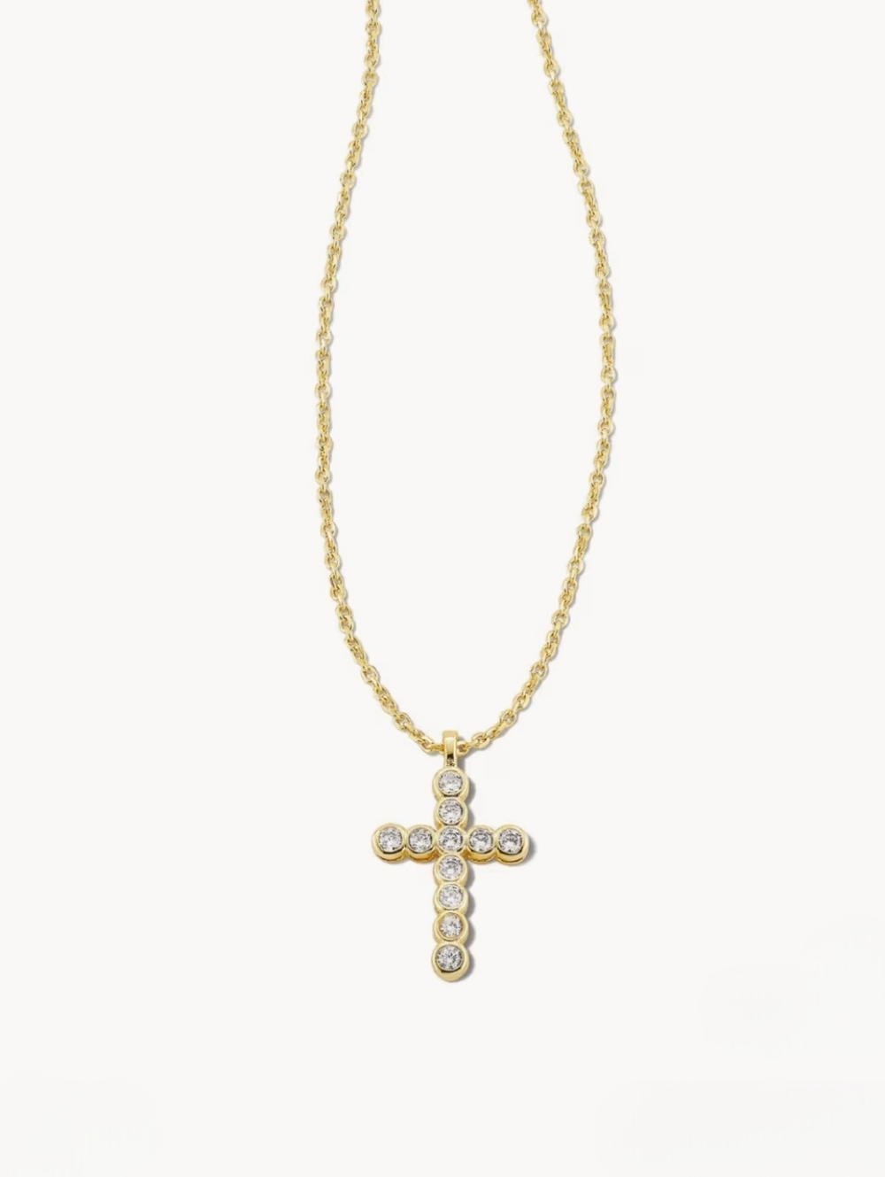 Cross Gold Pendant Necklace in White CZ